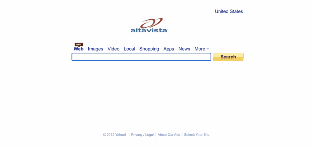 The AltaVista home page.