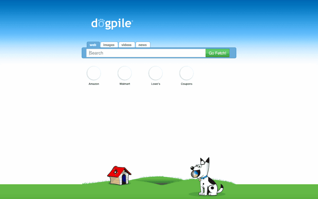 The Dogpile home page.